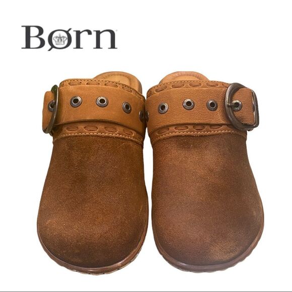 NEW Born Women's Banyan Brown Glazed Ginger Suede Leather Mules Clogs 6 - Picture 3 of 6